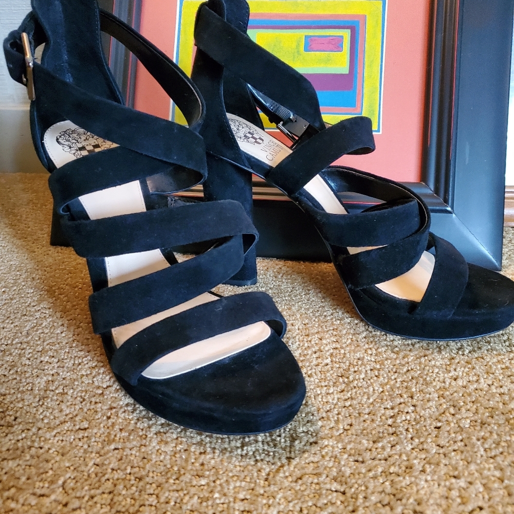 Vince Camuto Black Suede Strappy Heels